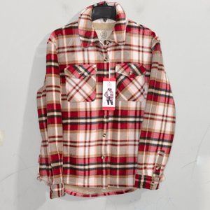 Red NWT Sage‎ Ladies' Plush Plaid Shirt Jacket